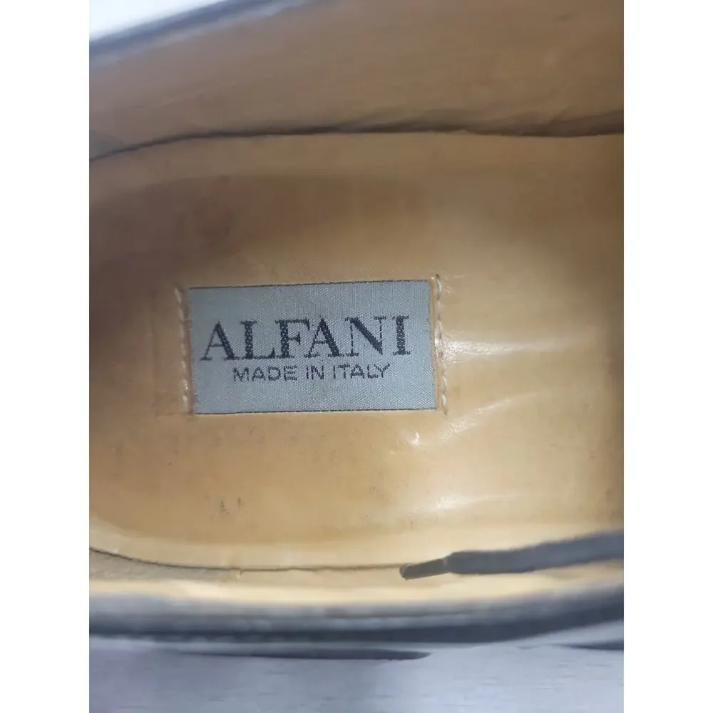 Alfani Made in Italy Men's Black Medallion Cap Toe Oxford Dress Shoes Size 12